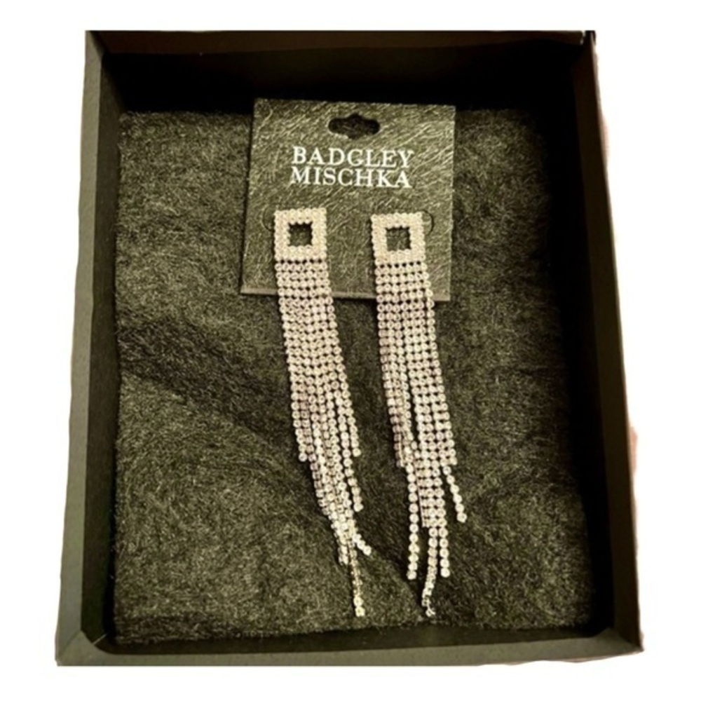 Badgley Mischka rhinestone earrings dangling tassels